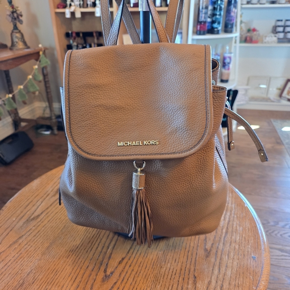 Michael Kors Brown Leather Tassel Backpack